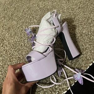 Sugar Thrillz Lavender Chunky Heels